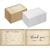 50 Pcs Blank Thank You Gift Certificates for Business, Custom Blank Gift Cards with Envelopes 4 x 6 Inch for Spa Salon Restaurants, Client Vouchers