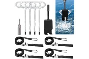 MADHOLLY Universal Ice Anchor Tool- Ice Anchor Drill Adapter Kit, 4 Ice Fishing Shelter Stake Nail 1/4" Adapter Head 4 Nylon Straps, for Ice Insert Sewing- Ice Shanty Anchors for Ice Fishing Shelter Tent