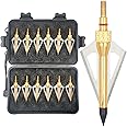 LeeMui Hunting Broadheads 12PK 100 Grains Screw-in Arrow Archery 3 Blades Hunting Heads Arrow Tips Compatible with Crossbow and Compound Bow + 1 PK Broadhead Storage Case