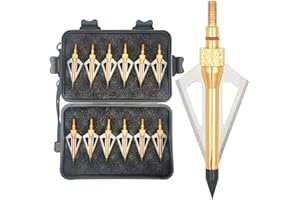 LeeMui Hunting Broadheads 12PK 100 Grains Screw-in Arrow Archery 3 Blades Hunting Heads Arrow Tips Compatible with Crossbow and Compound Bow + 1 PK Broadhead Storage Case