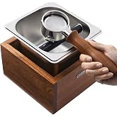 Teyearlife coffee knock box replacement for breville knockbox Sturdy solid wood and easy-clean stainless steel the espresso dump box Avoid coffee grounds splashing