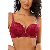 zossav Push Up Bras for Women Add 2 Cups Sexy Lace Cleavage Extra Padded Plunge Bra Underwire