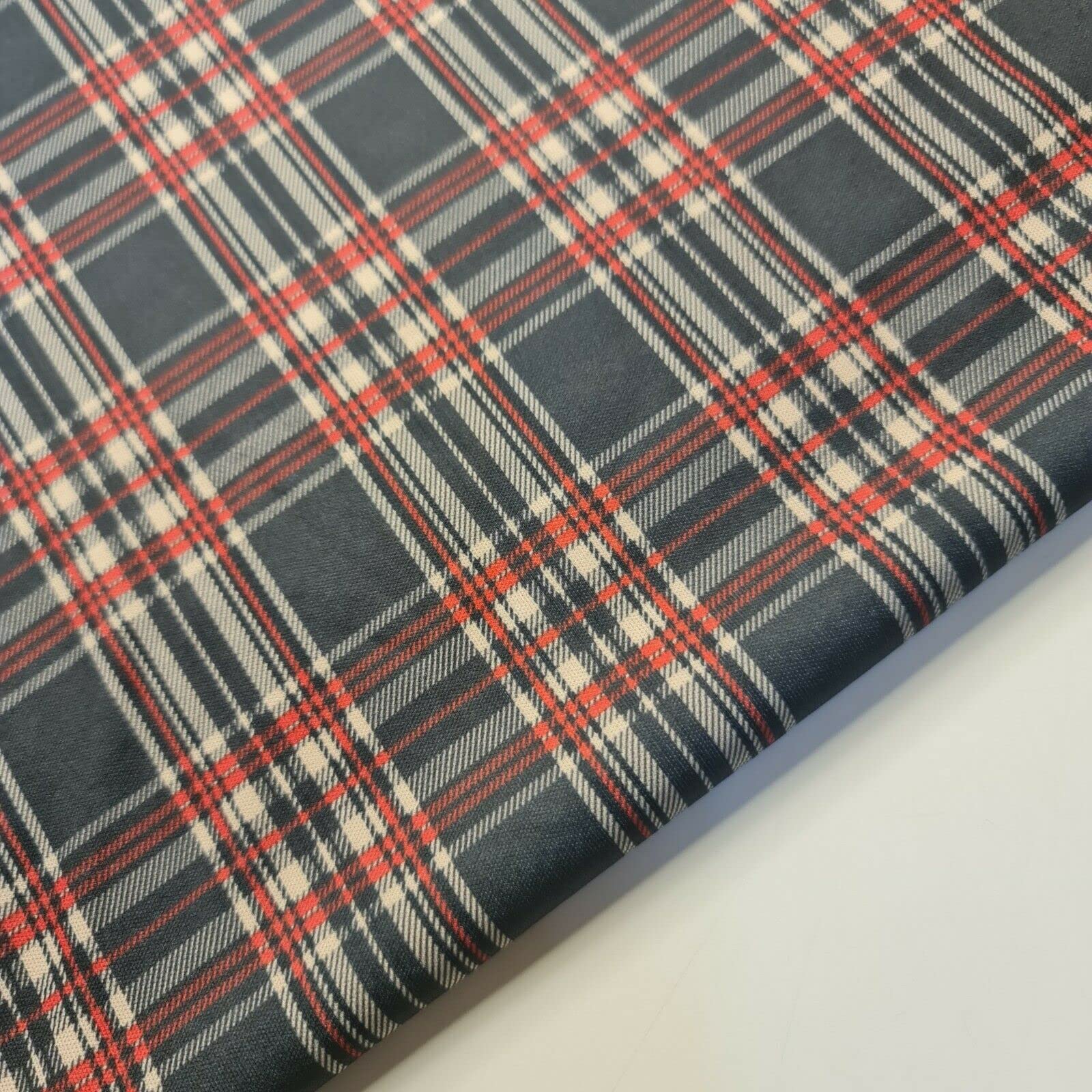 Plain/Printed ITY Spandex Jersey Elastane Stretch Dress Leggings Fabric 58" - 150cm Wide Sold As 1 Meter Pre - Cut Lengths (Black Tartan)