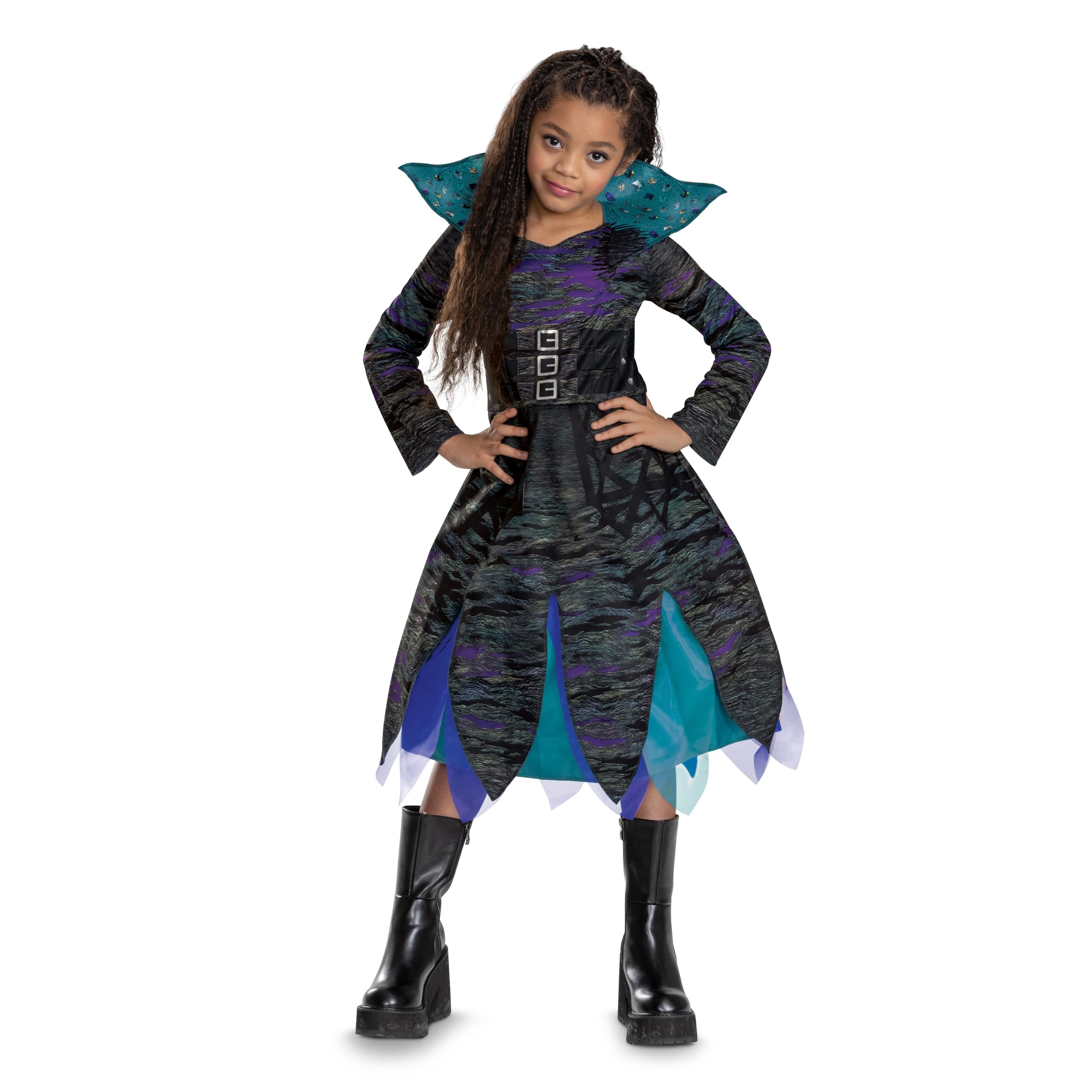 Disguise Descendants The Rise of Red Uliana Fancy Dress for Kids, Official Disney, Layered Skirt with Mesh Detailing, Detailed Design, Ideal for Halloween or Carnival, for Ages 4-6 & 7-8 Years