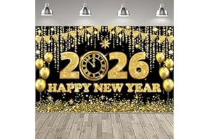 2026 Happy New Year Decoration Backdrop,New Years Banner for 2026 New Year's Party,New Year Party Supplies (B)