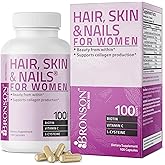 Bronson Hair, Skin & Nails with Biotin Extra Strength Vitamin Supplement for Women, 100 Capsules