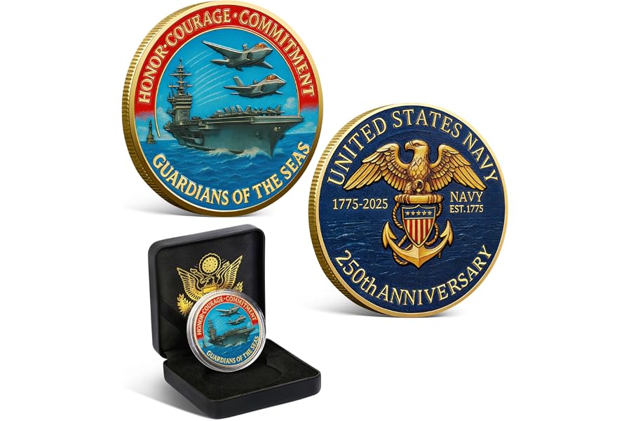 Navy 250th Anniversary Coin US 250th Commemorative Double-Sided Challe…