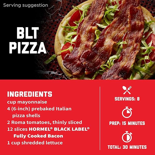 HORMEL BLACK LABEL THICK CUT BACON, FULLY COOKED BACON, GLUTEN-FREE SNACKS, FAMILY PACK – 6.3OZ