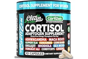 CLEAN NUTRACEUTICALS Clean Nutra Cortisol Supplements For Women | Maca Root Ashwagandha Cortisol Detox Manager Reducer + Slippery Elm Fenugreek Lions Mane Shilajit Rhodiola Sea Moss Tongkat Ali Cordyceps Ginseng Beet Root