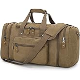 Gonex Canvas Duffle Bag for Travel, 50L Duffel Overnight Weekend Bag(Coffee)