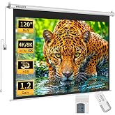120" Motorized Projector Screen with Dual Side Power Supply- 16:9 HD 8K 3D | Electric Projector Screen Wall/Ceiling Mount with Remote Control - HD Projection Screen for Home Theater Office TV Game
