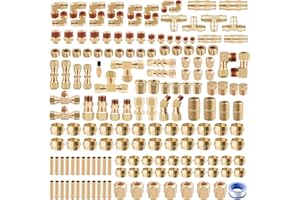 ANRIWT 170Pcs DOT Air Brake Line Fittings & Brass Air Nylon Tube Compression Fittings Assortment Kits,1/4" 1/8" 3/8" 1/2" NPT Push To Connect Fittings Quick Connect Air Hose Fittings for Truck or Air System