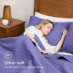 Love's cabin Twin Quilt Bedding Set Deep Purple