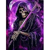 YL Mainland 5D Grim Reaper Diamond Art Full Drill Diamond Painting Kits for Adults Beginners DIY Art Crafts for Relaxation and Home Wall Decor 12x16 Inch