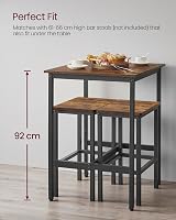 VASAGLE High Table Square Bar Table 60x60x92 cm Steel Frame Rustic Brown Black view 7