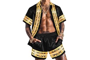 ZSJR Men Hawaiian Shirt Sets Satin Silk Casual Button Down Shirts 2 Piece Luxury Summer Beach Outfits