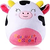 ZJoey Get Well Soon Gift Cat Plush Cow Stuffed Animal Hug Pillow Sympathy Gift Get Well Toy Gifts for Kids Boys Girls Women(Cow)