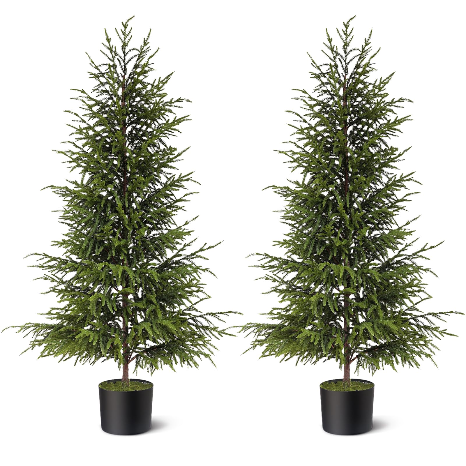 Photo 1 of 4ft Christmas Norfolk Pine Tree Artificial Christmas Tree Faux Potted Plants for Front Porch Christmas Indoor Outdoor Decor?2 PCS