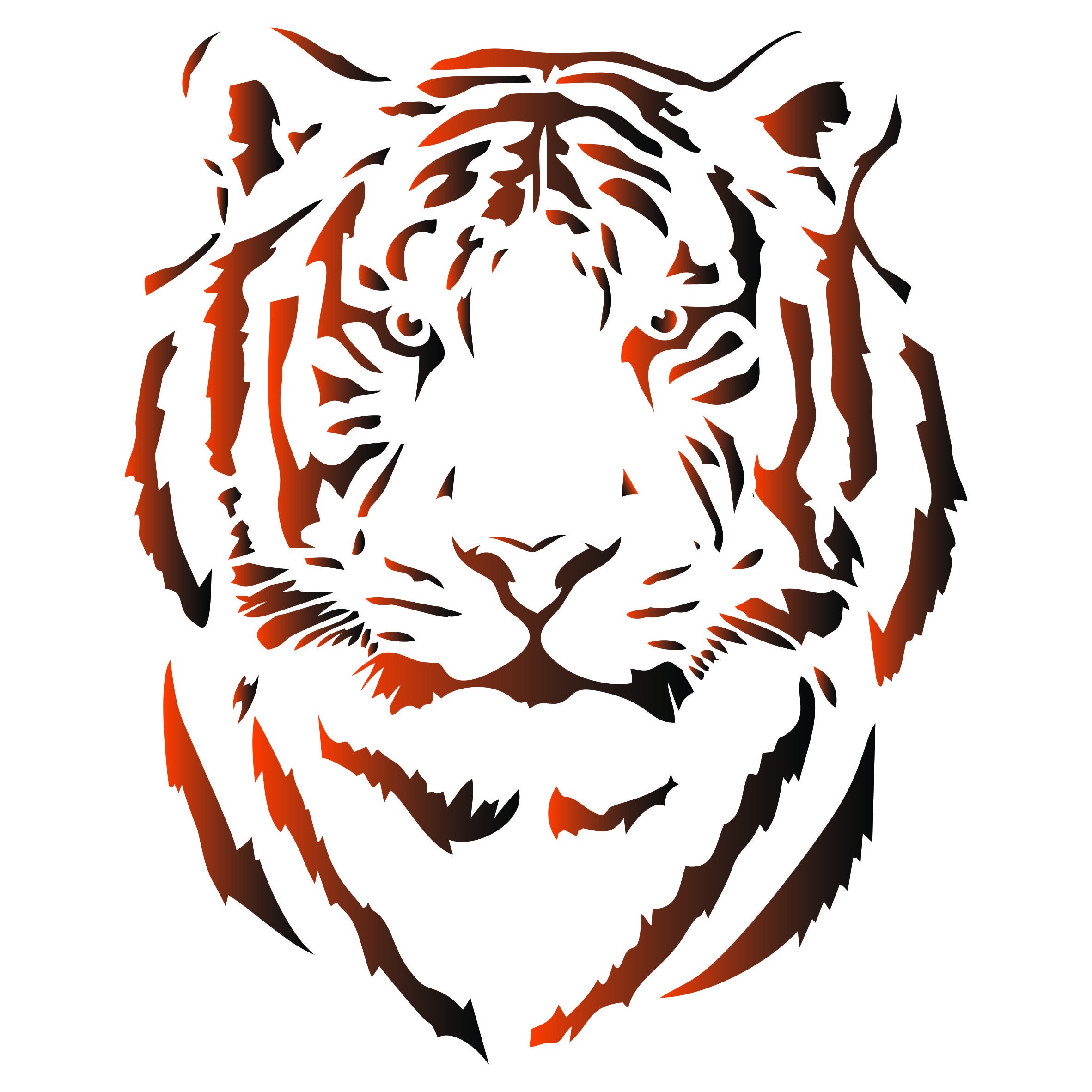 Tiger Head Stencil - 16.5 x 20cm (S) - Reusable African Big Cat Animal Wildlife Stencils for Painting.