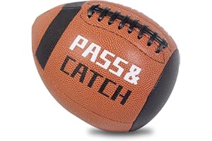 KUYOTQ PassCatch Training Football, Peewee Size(Ages 3-9) Kids/Youth (Ages 7-13) Official Size(Ages 13+) Fatherless Bounce Back Leather Football Improving Enhance Solo Passing Catching Skills