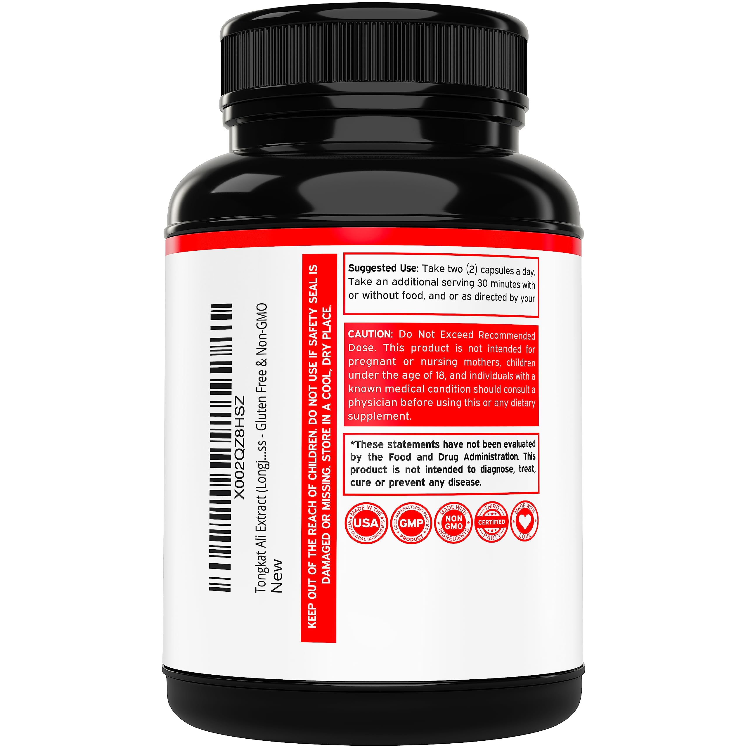 Tongkat Ali For Men (Longjack) Eurycoma Longifolia Extract 1200mg Per Serving, 120 Capsules - Longjack Tongkat Ali for Men's Health & Vitality Support - Third Party Tested, USA Made & Non-GMO