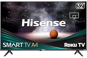 Hisense 32-Inch Class A4 Series HD 720p Smart Roku TV with Alexa Compatibility (32A4HNR) - Dolby Audio, Slim Bezel Design, Google Assistant