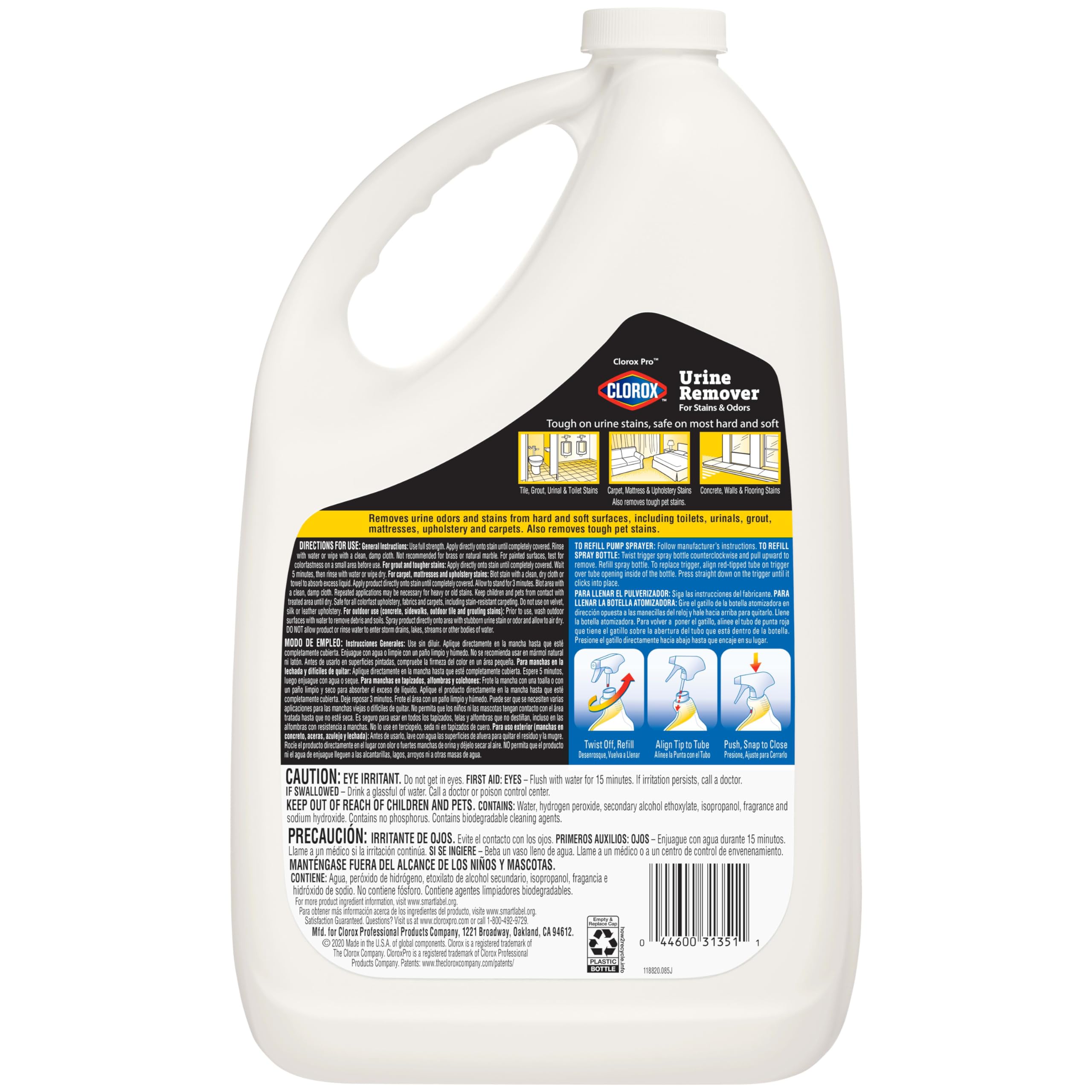 CloroxPro Urine Remover for Stains and Odors Refill, 128 Ounces (Package May Vary)