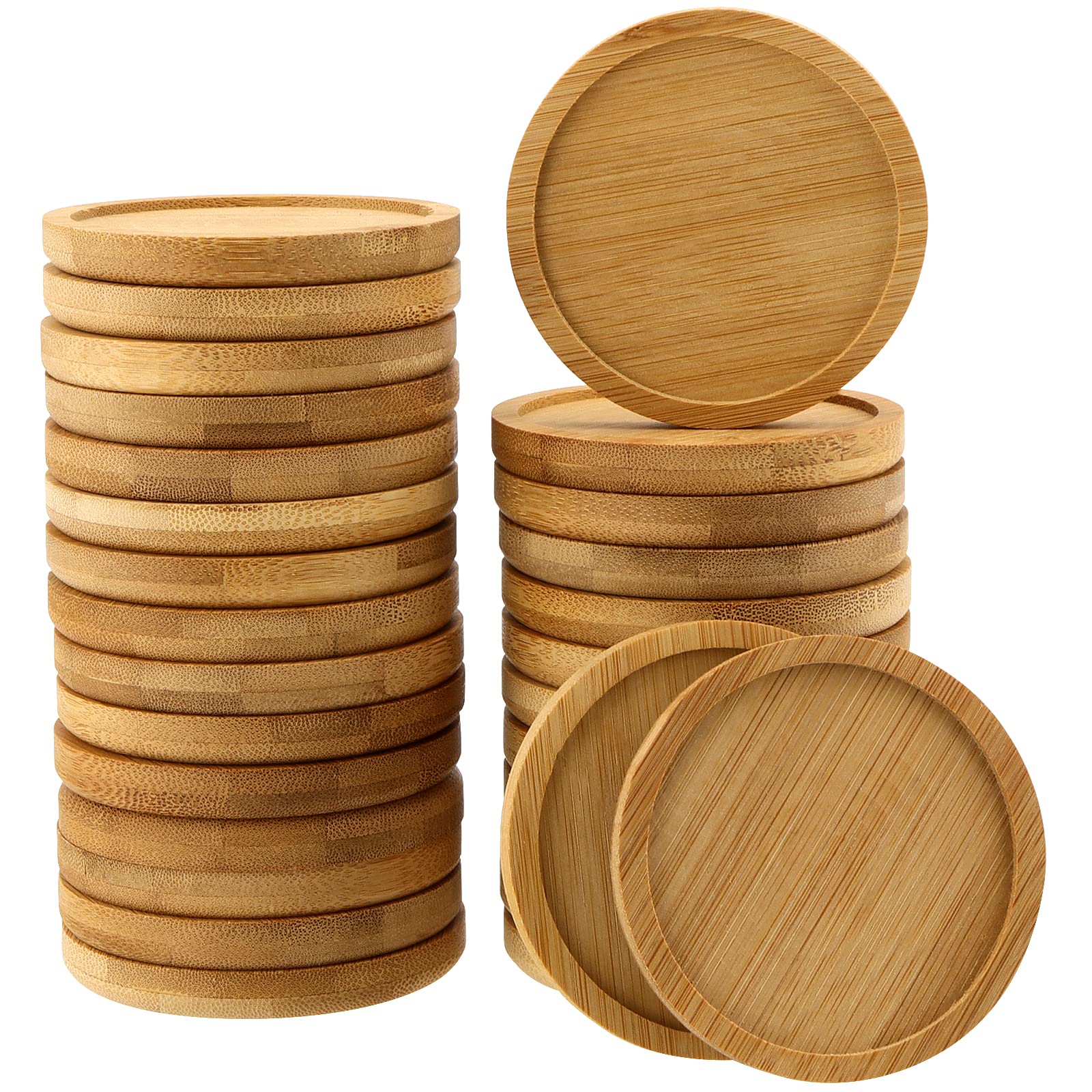 Photo 1 of PINGEUI 30 Pack 3 Inch Round Bamboo Coasters, Natural Wooden Drink Coasters, Round Bamboo Saucer Decorative Succulent Tray for Cups, Outdoor and Indoor Plant Pots