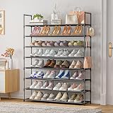 OYREL 8 Tier Shoe Rack 32-40 Pairs Black Non-Woven Storage Organizer view 4