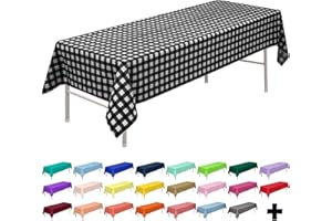 PARTY ULYJA Black & White Gingham Checkered Tablecloths Plastic 3-Pack Premium 54 Inches x 108 Inches Disposable Table Covers Decorative Table Cloths for Rectangle Tables