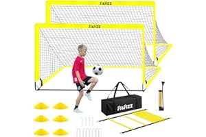 Fitfizz Soccer Goal, Soccer Goals for Backyard, 6x4ft Portable Pop Up Soccer Net Set for Kids Youth, Soccer Training Equipment with Soccer Ball, Ladder and Cones