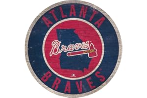 LA AUTO GEAR Braves 12" Circle with State and Team Logo Wood Sign