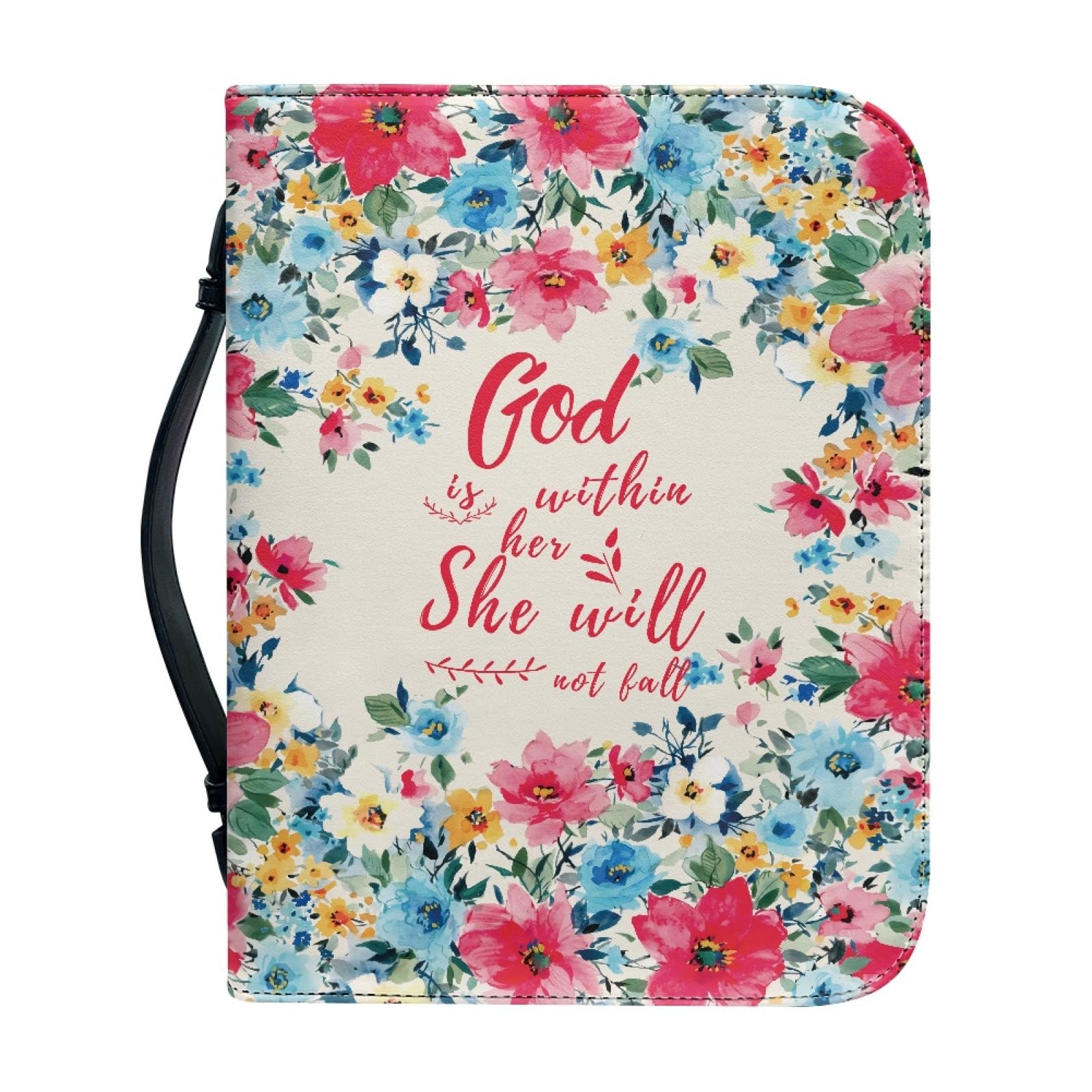Kuiaobaty Lord Saying Bible Cover Carrier Floral Bible Organizer Bag with Inside Storage Pockets, Gift for Women Girls Daughter