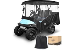 10L0L 4 Passenger Golf Cart Enclosure - 86" Roof Fit, Universal Golf Cart Cover for Yamaha Club Car EZGO,Waterproof 600D Rain Cover,Transparent Tail Light Panel,Foldable Door,4-Sided Clear Windows