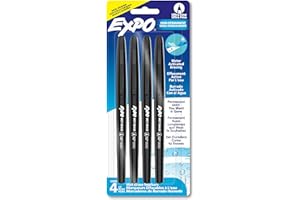 EXPO Wet Erase Markers, Semi-Permanent Overhead Transparency Markers, Black, Ultra Fine Tip, 4 Count
