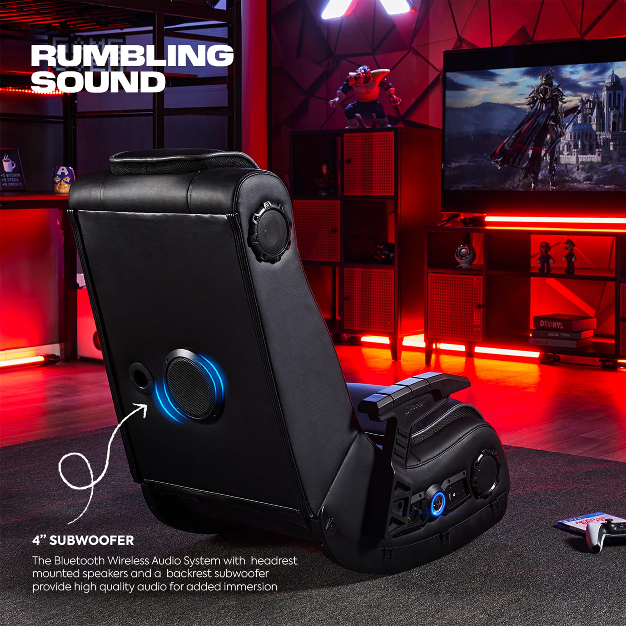 X Rocker Pro Series H3 Vibrating Floor Video Gaming Chair, with