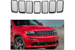 SPORTULI 7PCS Glossy Black Honeycomb Mesh Front Grill Inserts kits Replace for 2014-2016 Jeep Grand Cherokee WK Laredo/Altitude/Limited/Overland/Summit