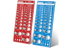 PUIOCO 62 Nut and Bolt Thread Checker Standard and Metric, Bolt Size and Thread Gauge with 25 SAE & 25 Metric & 12 Drill Bit Gauge,Bolt and Nut Identifier Gauge for Nut Bolt Size Finder in Narrow Tricky Area