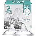Mason Bottle Nipples (2-Pack) - Silicone Nipples, Fits Any Regular-Mouth Mason Jar - Fast Flow (6+ Months), Wide Natural-Shaped, BPA-Free, Non-Toxic Baby Bottle Nipples - Made in USA