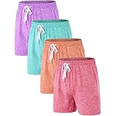 Celfaeree 4 Packs Girls Athletic Shorts with Pocket Active Shorts for Teen Girls,Dry-Fit Girl Running Short for Sports