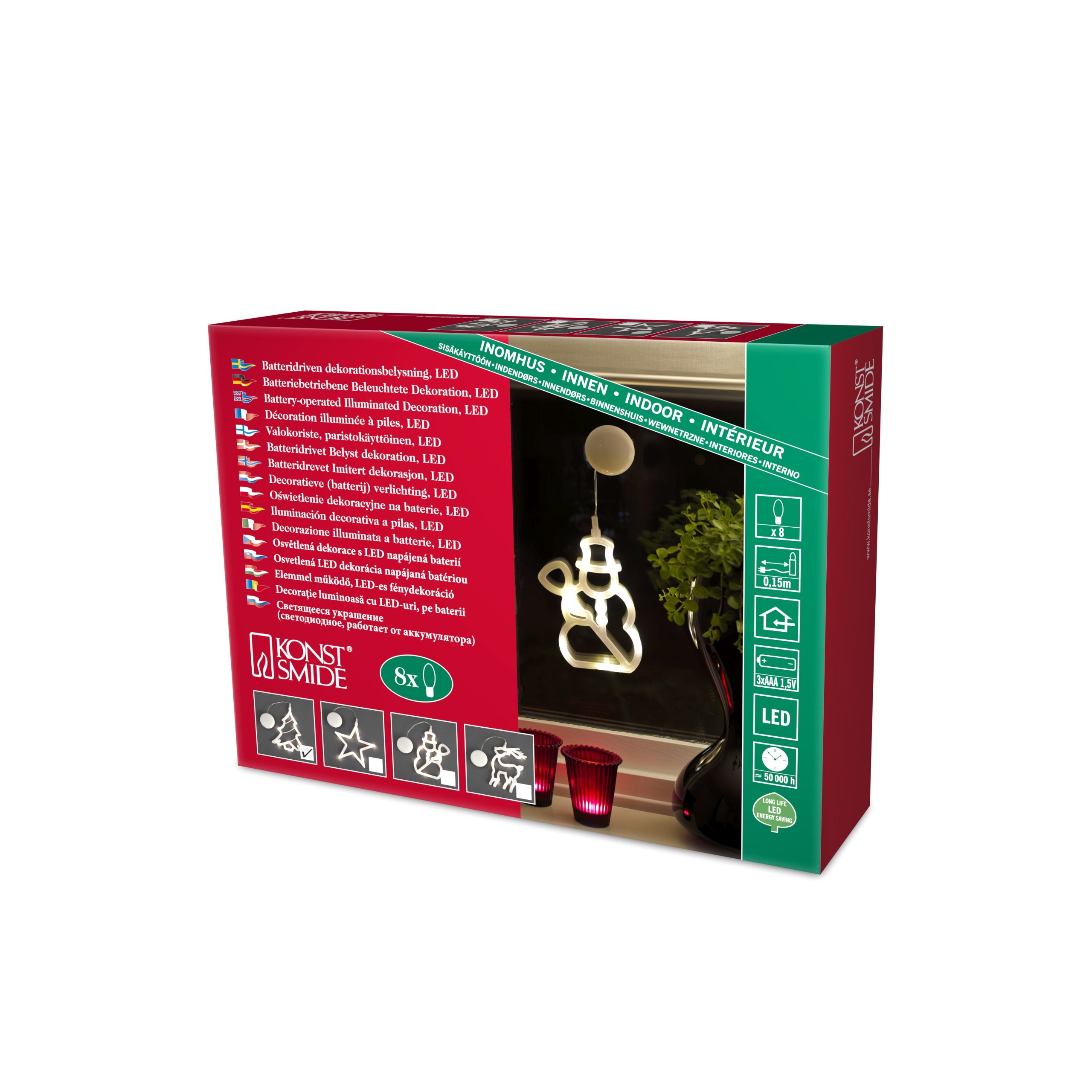 Konstsmide 1295-103 Battery Indoor Flocking Tree, 8 LEDs - Warm White