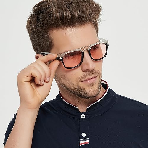 SHEEN KELLY Polarized Square Sunglasses for Men Women Retro