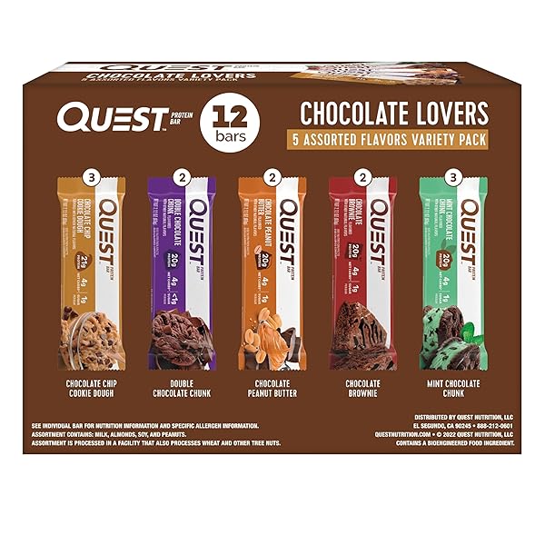 QUEST NUTRITION CHOCOLATE LOVERS VARIETY PACK, HIGH PROTEIN, LOW CARB, GLUTEN FREE, KETO FRIENDLY, 12 COUNT