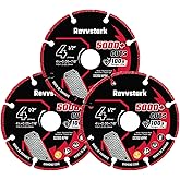 Revvstark 4 1/2 Inch Diamond Cutting Wheel, 4-1/2 Cut Off Wheel for Angle Grinder, 5000+ Cuts on Rebar, Stainless Steel, Angle Iron and INOX, 4.5 Inch Metal Cut Off Wheel, 7/8" Arbor