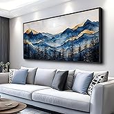 FUHAIHUA Large Black Framed Wall Decor For Living Room Canvas Wall Art For Office Modern Wall Decorations For Bedroom Mountain Painting Abstract Pictures Artwork Room Home Decor 24x48 In
