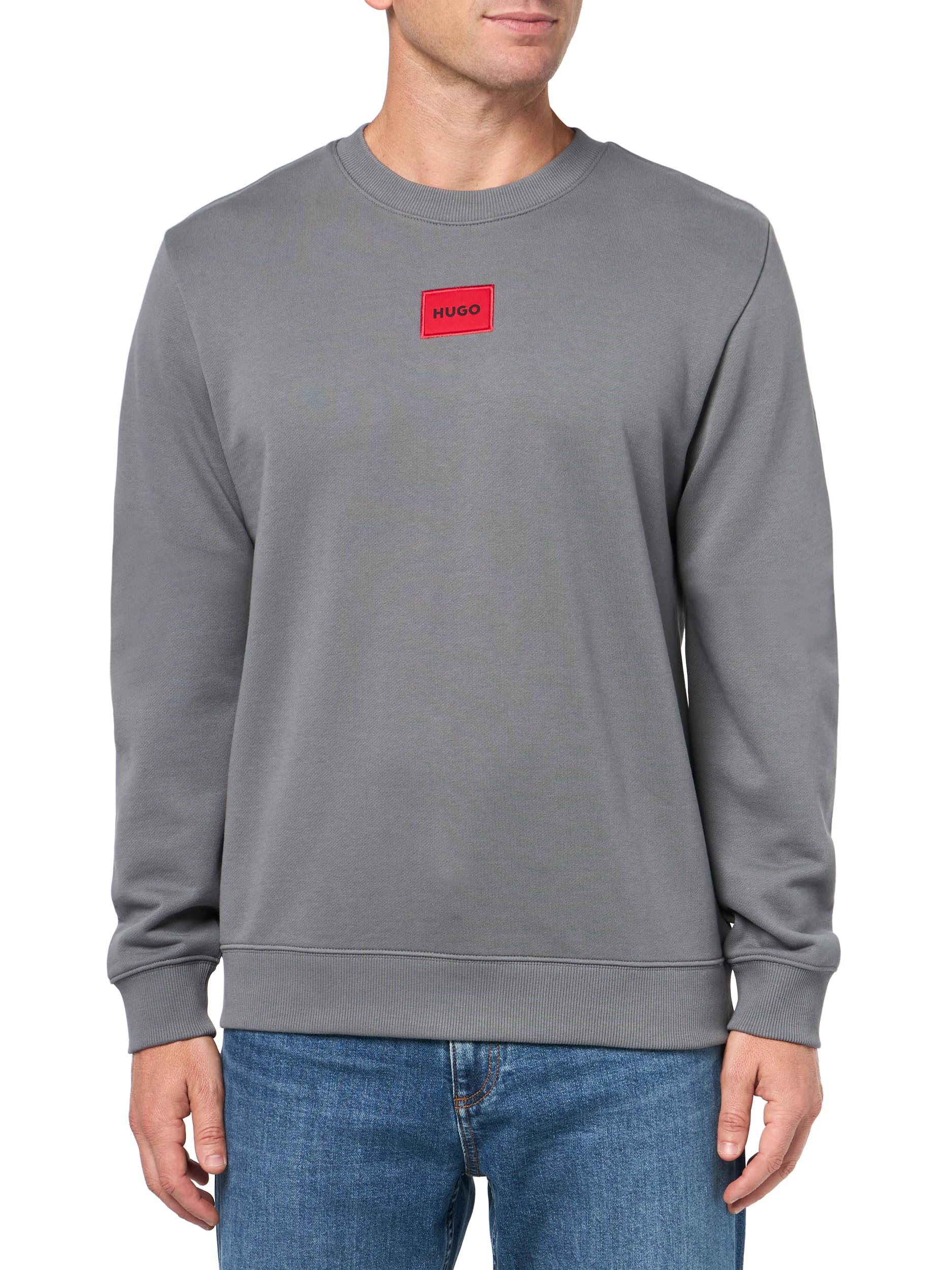 HUGO, Regular Fit Square Logo Jersey Sweatshirt, lava smoke, M