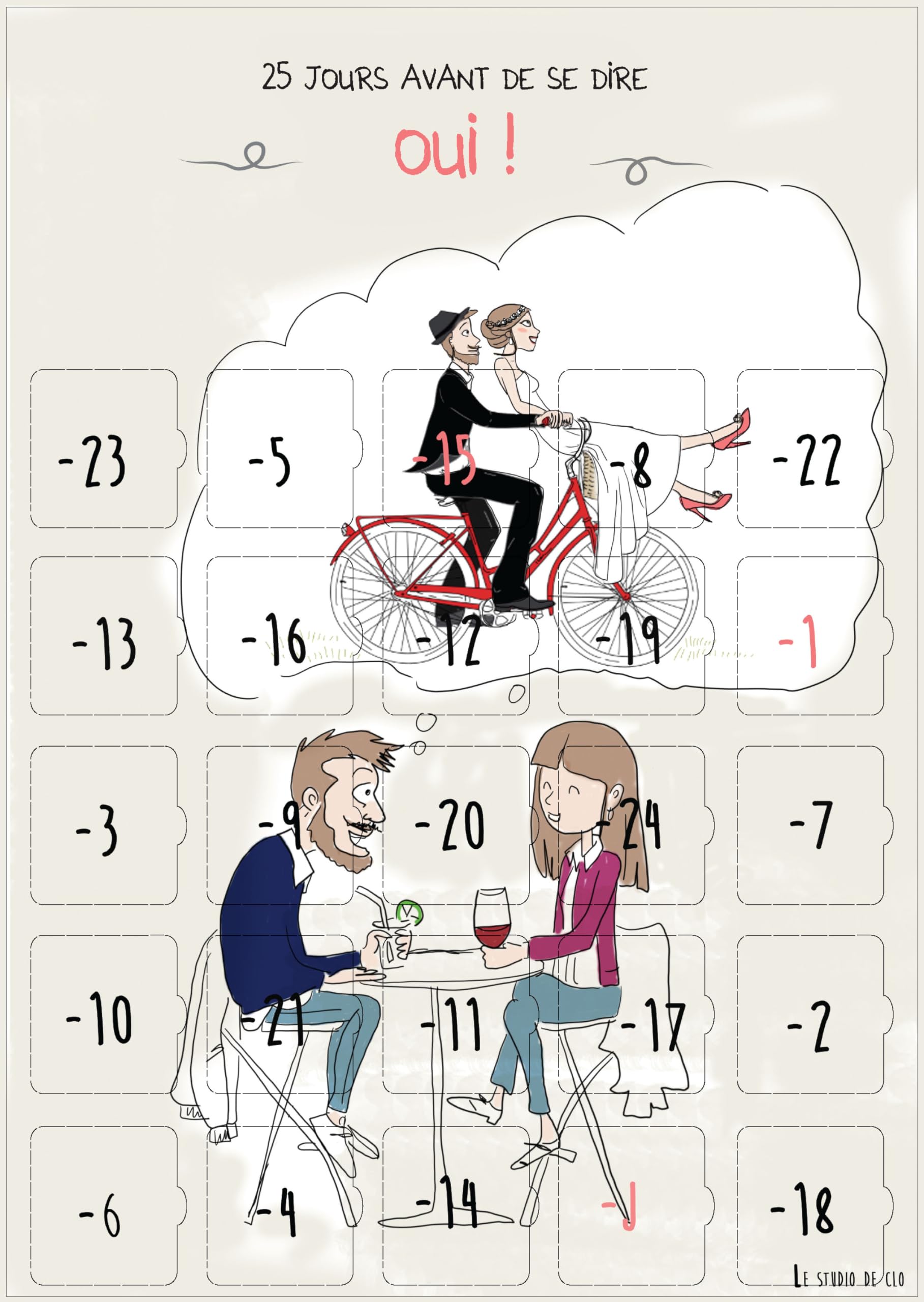 Advent Calendar 25 Days Before Wedding – Wedding Gift for Couples – EVJF Gift – Wedding Organization Guide