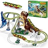Dinosaur Roller Coaster Building Set with a Hand-cranked Mechanical Track, 1122 PCS Roller Coaster Building Blocks Kit with Dinosaurs, Xmas Birthday Gifts for Adults Kids Girls Boys Ages 8-12 Years
