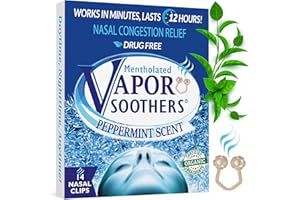 Vapor Soothers Mentholated Nasal Dilators for Breathing, Instant Nasal Congestion Relief, Nose Clips for Snoring, Nasal Dilators for Sleeping, Mentholated Peppermint, 14 Count, Drug-Free