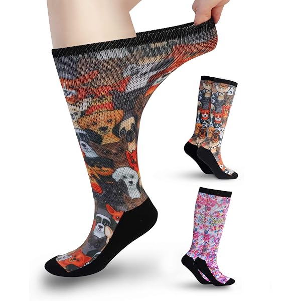 Celeste Stein Tie Dye Compression Socks - 15-20 MmHg Therapeutic Socks For Women, Queen Plus Calf Size